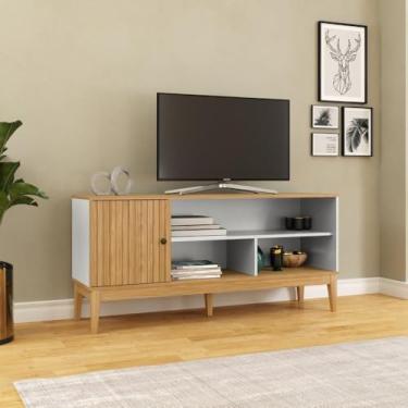 Imagem de Rack 1 Porta Linha Riscado 36x63x136 Cm Mel/Off White