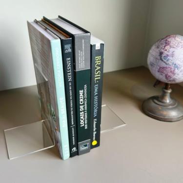 Imagem de aparador de livros para estante acrilico (Transparente)