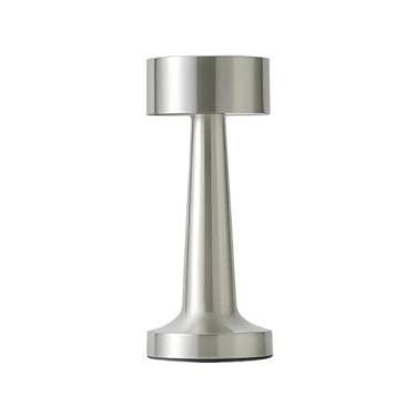 Imagem de Luminária de Mesa Sem Fio Portátil Recarregável Com LED Ajuste de Temperatura de Cor e Intensidade da Luz,Luminária Abajur,Abajur para Quarto,Luminária para Escritório. (Prata, 21x9)