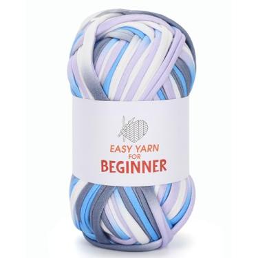 Imagem de Fio de camiseta para crochê e tricô - Fio grosso grosso para bolsas, cobertores, almofadas, chinelos e mais, 100 g (3,5 oz) Presente de tricô feito à mão DIY