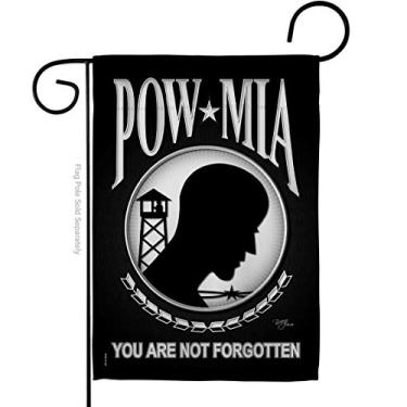 Imagem de Breeze Decor G158062 POW/MIA Bandeira de jardim vertical decorativa com impressões militares americanas 33 cm x 47 cm, multicolorida (58062)