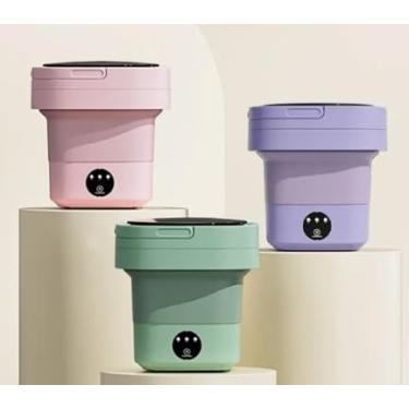 Imagem de Mini Máquina De Lavar Portátil Dobrável, Máquina De Lavar De Viagem, Quartos, Faculdade, Pratica, Com Cesto de Secar, Lavadora Pequena para Meias, Roupas íntimas, Alta Capacidade (Aleatório)