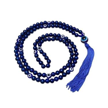 Imagem de Japamala 108 Contas Pérola Azul Escuro 8mm Olho Grego Colar
