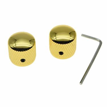 Imagem de Dopro Conjunto de 2 maçanetas de guitarra para baixo de 20 mm com parafuso de fixação para Tele Telecaster P Bass Precision Bass Gold