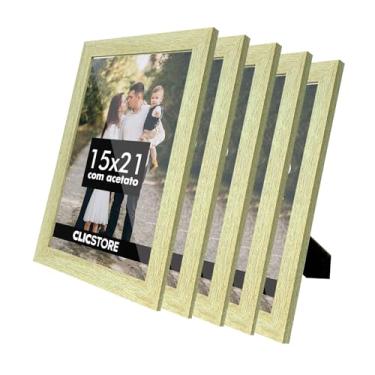 Imagem de Kit 5 Porta Retrato 15x21 A5 Acetato Fotos Moldura Aparador Decoração Quadro (Carvalho)