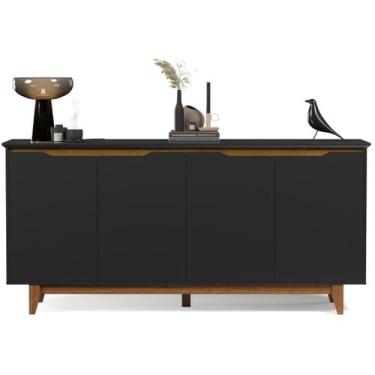 Imagem de Buffet Aparador Balcão Sala de Jantar 4 Portas Flow - Preto - EJ Móvei