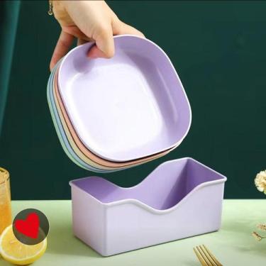 Imagem de Kit 10 Pratos 14cm Sobremesa Plásticos Duros Reutilizaveis Com Suporte