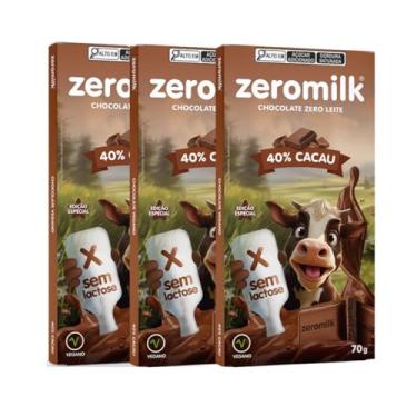 Imagem de Kit com 3 Tabletes Chocolate Vegano 40% Cacau de 70g cada - Zeromilk