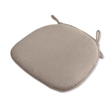 Imagem de DSUTMLE Almofada de assento antiderrapante com laços almofada de cadeira de linho de algodão quatro estações cor sólida respirável cor sólida almofada para cadeira de escritório, cadeira de mesa