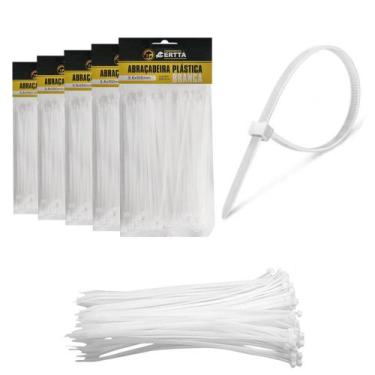 Imagem de 500 Fita Herman Cinta Plástica 3.6x100mm Abraçadeiras de Nylon Branco 