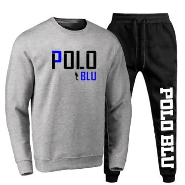Imagem de Conjunto Moletom Masculino Gola Careca Sem Capuz Dia a Dia - Polo Blu,