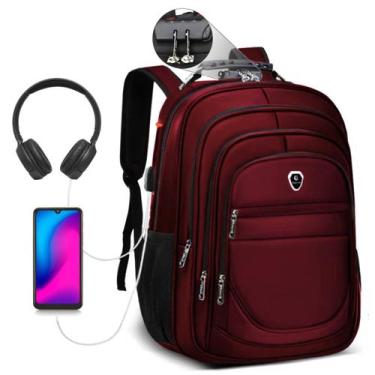 Imagem de Mochila Escolar Executiva Masculina Feminina Com Cabo Usb Bolsa Notebo