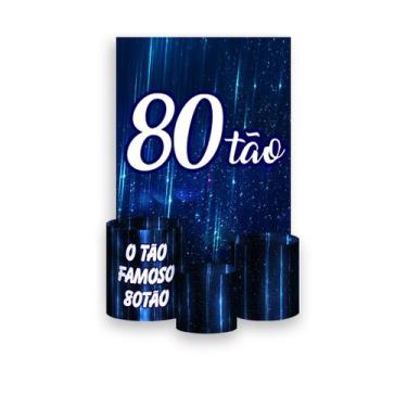 Imagem de Painel De Festa Vertical 1,50 x 2,20 + Trio De Capas Cilindro - 80 Ano