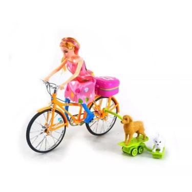 Imagem de Brinquedo Infantil Boneca De Bicicleta 2 Cachorros De Skate (Laranja) 