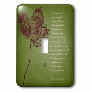 Imagem de 3dRose lsp_99339_1 Folhas vermelhas inspiradoras Patient, Love is Kind Verso da Bíblia Interruptor de botão único, multicolorido