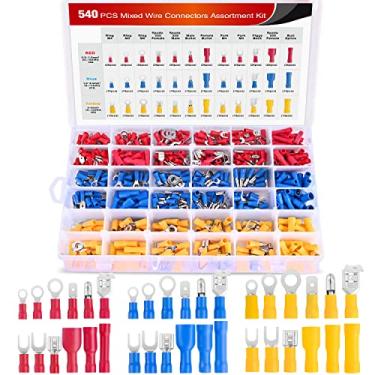 Imagem de Nilight 540 peças misturadas de desconexão rápida isoladas elétricas extremidade bala anel garfo terminais de crimpagem sem solda 22-16/16-14/12-10 gauge kit sortido de conectores de fio elétrico