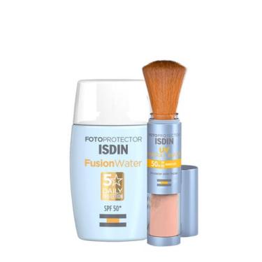 Imagem de Kit ISDIN Brush Mineral Fotoprotector Fusion Water Protetor Solar (2 p