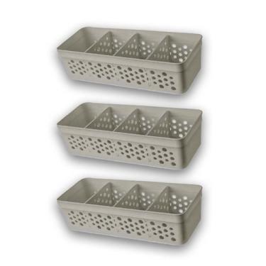 Imagem de Conjunto Kit Com 3 Cestos Pequeno Multiuso Organizador 3 Divisórias De
