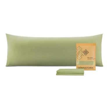 Imagem de Capa de travesseiro corporal, fronha longa de microfibra ultramacia, com fecho de envelope, fronhas grandes 51 x 137 cm (verde sálvia)
