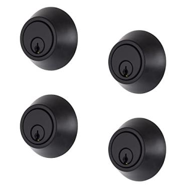 Imagem de BRINKS Comercial - Pacote com 4 fechaduras de cilindro único, acabamento preto fosco - atende aos padrões ANSI grau 1 e tem classificação UL de fogo de 3 horas