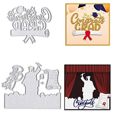 Imagem de Hying 2 matrizes de formatura para fazer cartões, parabéns, grad words, corte, para scrapbook, papel, artesanato, decoração, faça você mesmo, álbum de fotos de couro