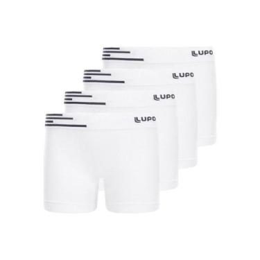 Imagem de Kit com 4 Cuecas Infantil Boxer Lupinho 132-002 - LUPO, Branco, M