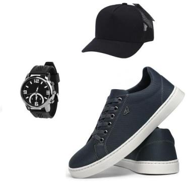 Imagem de Kit Sapatenis Masculino Casual Com Relogio e Bone Exclusivo - REF, 42,