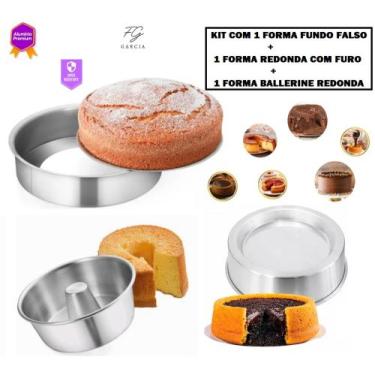 Imagem de Kit De 1 Forma Ballerine Redonda + 1 Forma De Bolo Com Furo + 1 Forma 