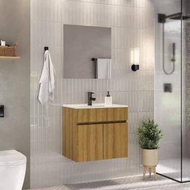 Imagem de Conjunto de Banheiro Completo com Gabinete Cuba e Espelheira 60cm Linha Patina Mel