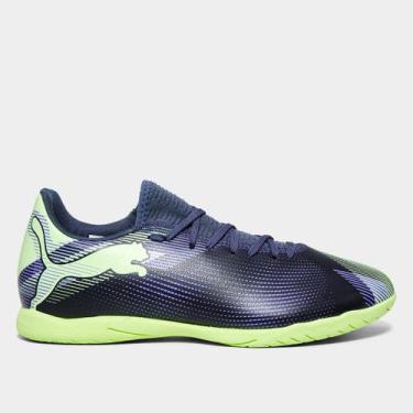 Imagem de Chuteira Futsal Puma Future 7 Play Unissex, Verde, Cinza, 43