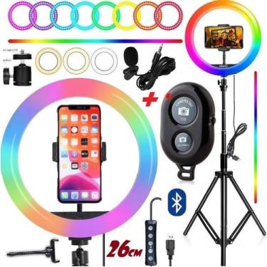 Imagem de Aro De Luz Anel Ring Light Iluminação Led Hinglight Rgb Colorido 26cm 