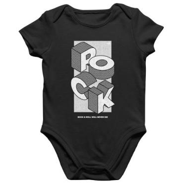 Imagem de Body Bebê Algodão Rock & Roll will never die - Foca na Moda, Preto, M
