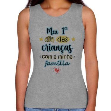 Imagem de Regata Feminina Meu primeiro dia das crianças (azul) - Foca na Moda, C