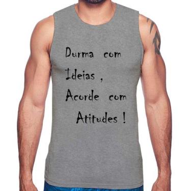 Imagem de Regata Durma Com Ideias Acorde Com Atitudes - Foca na Moda, Cinza, GGG