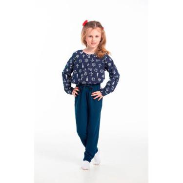 Imagem de Conjunto Pijama Malha Infantil - Cor De Cacau, 06, Náutico azul marinh