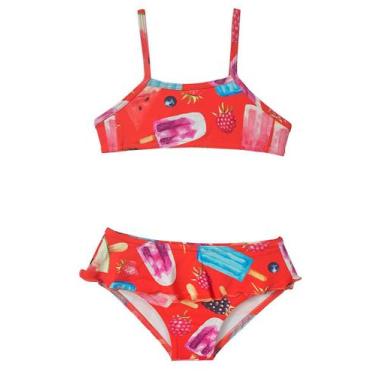 Imagem de Biquíni Infantil Estampado com Babados - Metida Moça, 02, Frutas verme