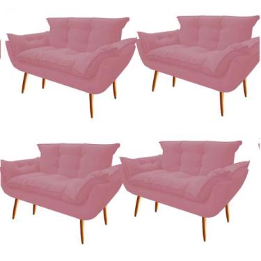 Imagem de Kit 04 Namoradeira  Decorativa  Opala Pés Palito em Madeira 2 Lugares 