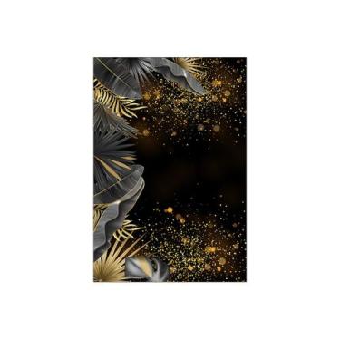 Imagem de Painel De Festa Vertical 1,50 x 2,20 - Tropical Chique Preto com Doura