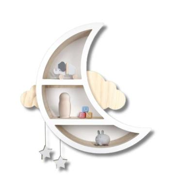 Imagem de Prateleira para Quarto Infantil Lua Estrela Feito em Madeira - Wallkid