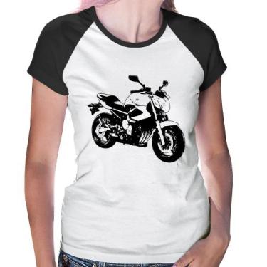 Imagem de Baby Look Raglan Moto XJ6 N Art - Foca na Moda, Branco, Preto, GG