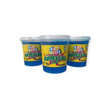 Imagem de Kit Com 3 Slime Azul Kimeleka Acrilex 180g Art Kids