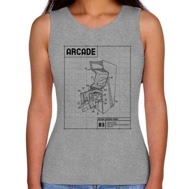 Imagem de Regata Feminina Arcade Fliperama Projeto - Foca na Moda, Cinza, GGG