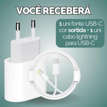 Imagem de Kit Cabo Carregador Turbo 1 Metro Usb Fonte Usb-C - Escolha Seu Kit - 