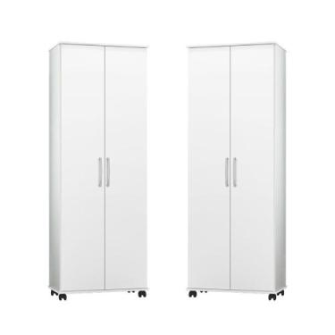 Imagem de Kit 2 Armários Multiuso 2 Portas Inglaterra Multifuncional Branco Para
