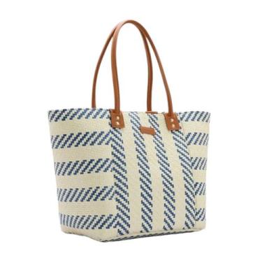 Imagem de Bolsa Feminina Palha Ombro Chenson Praia Piscina Verão, Azul cg84580