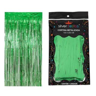 Imagem de Cortina Metalizada Verde 100cm X 200cm Silver - SILVER PLASTIC