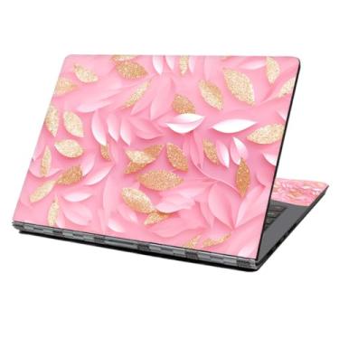 Imagem de Baocool Adesivo para laptop, 30.5 cm 33.0 cm 33.8 cm 35.6 cm 38.1 cm 39.1 cm 39.6 cm 39.6 cm capa de adesivo artístico decalque protetor notebook PC (folhas douradas e rosa)