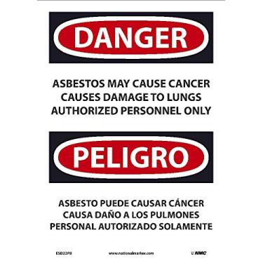 Imagem de ESD22PB Marcador nacional PELIGRO Sinal de amianto - Pode causar câncer causa danos aos pulmões apenas pessoal autorizado, 25 cm x 35 cm, vinil Ps