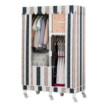 Imagem de Guarda-roupa Armário de guarda-roupa portátil sobre rodas armário de pé grande capacidade armário de armazenamento de roupas móveis organizador de armazenamento armário