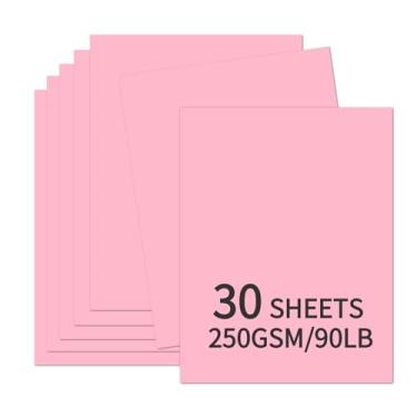 Imagem de 30 folhas de cartolina rosa 21 x 28 cm, 250 gsm/40,8 kg, cartolina A4 grossa e lisa, perfeita para convites, menus, cartões DIY, artes e artesanato